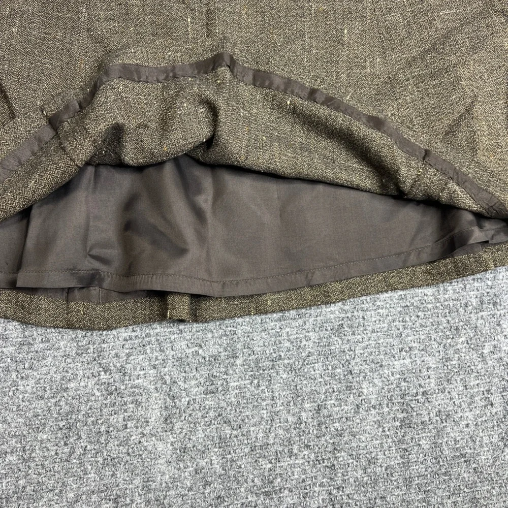 Ann Taylor LOFT Brown Herringbone Wool Blend A-Line Skirt Size 6 Side Zip Lined - Picture 6 of 8